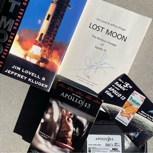 NASA Astronaut Jim Lovell SIGNED 1994 Book Lost Moon Apollo 13 Voyage +VHS Movie